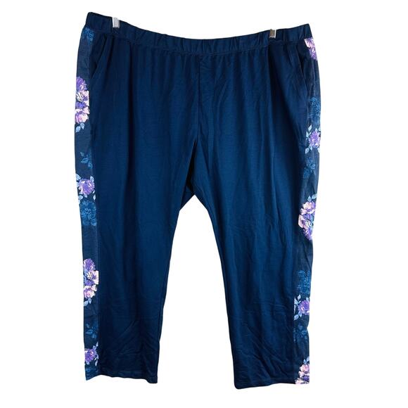 New Catherines Womans 5X Plus 34/36W Pull on Pants Blue Floral Active NWT - Picture 1 of 8